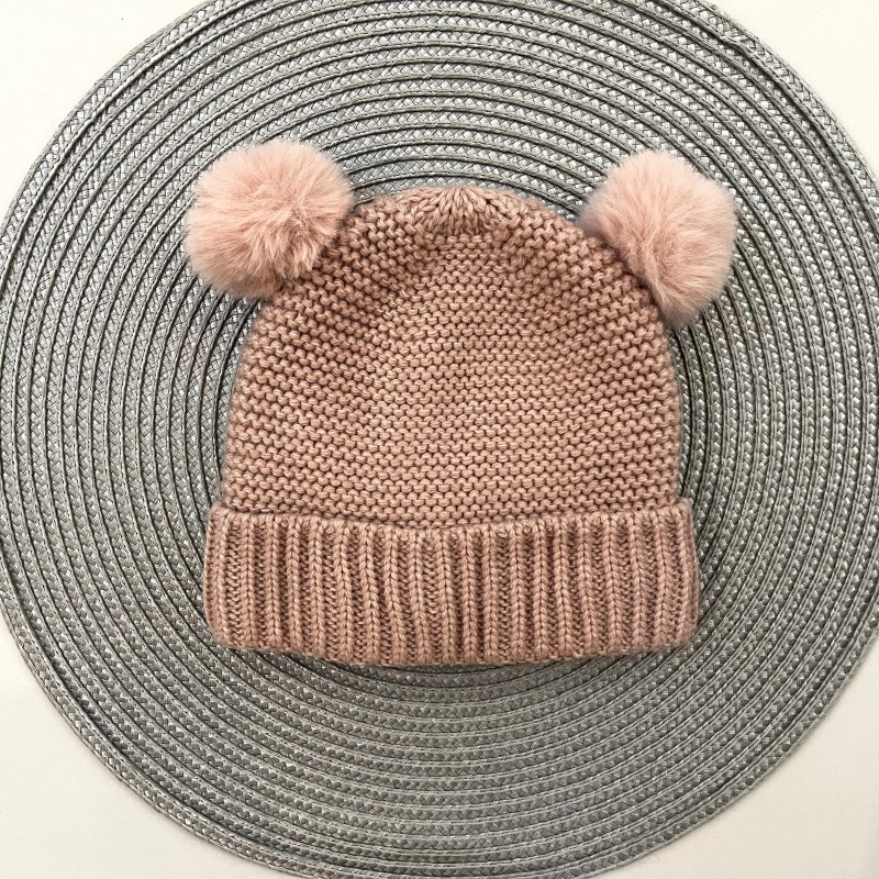 کلاه دو پوم صورتی لاینردار