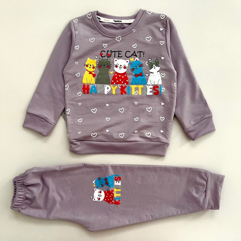 بلوز شلوار دورس گربه خوشحال یاسی kids