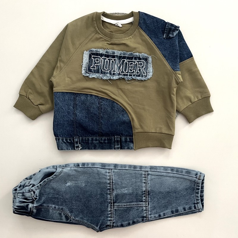 بلوز شلوار مجلسی دورس جین آبی پرنیان