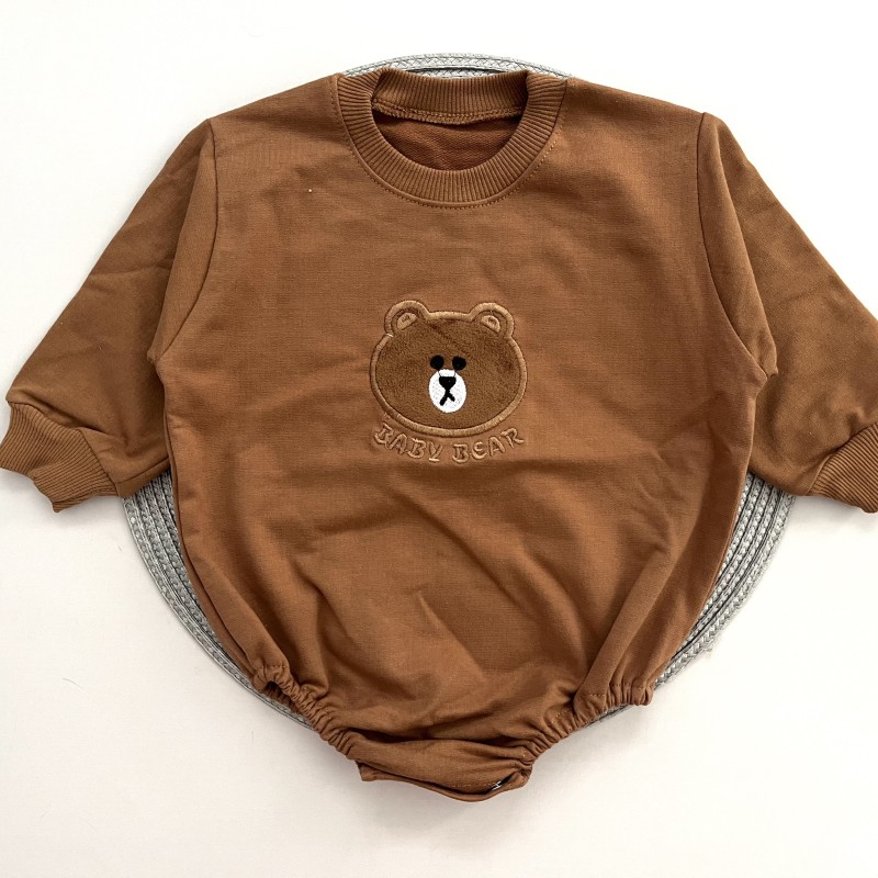 بادی دورس گلدوزی خرس قهوه ای