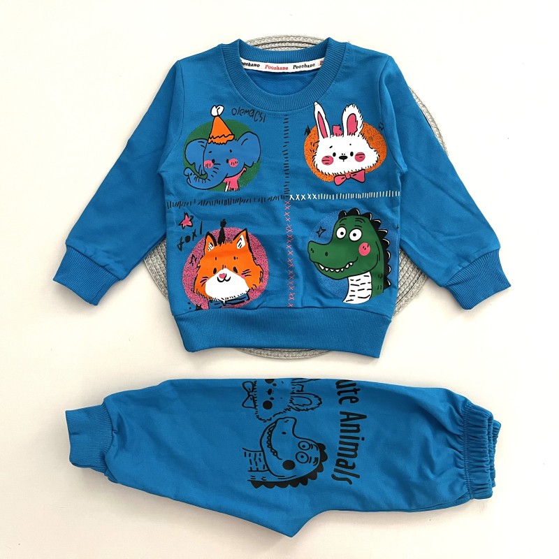 بلوز شلوار حیوانات آبی پوشانو kids