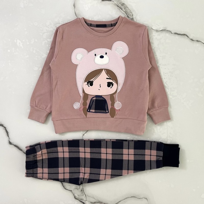 بلوز شلوار دختر کلاهدار بزرگ کالباسی وچیون kids