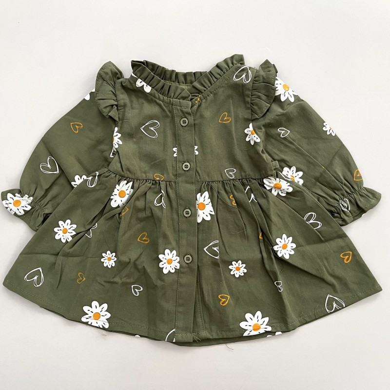 پیراهن گل گلی سبز kids