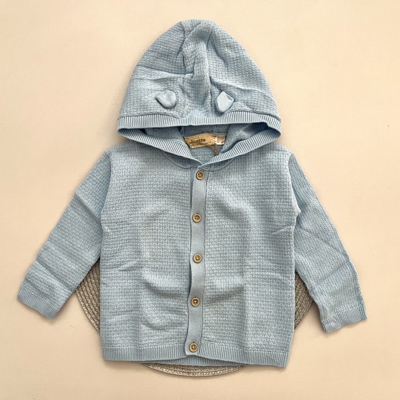 ژاکت بافت کلاهدار آبی لوپیلو