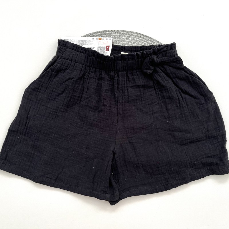 شلوارک موسلین پاپیون دار مشکی kids