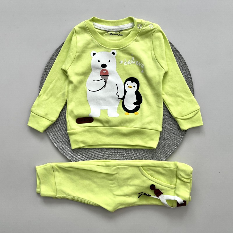 بلوز  شلوار خرس و پنگوئن سبز چیاکو