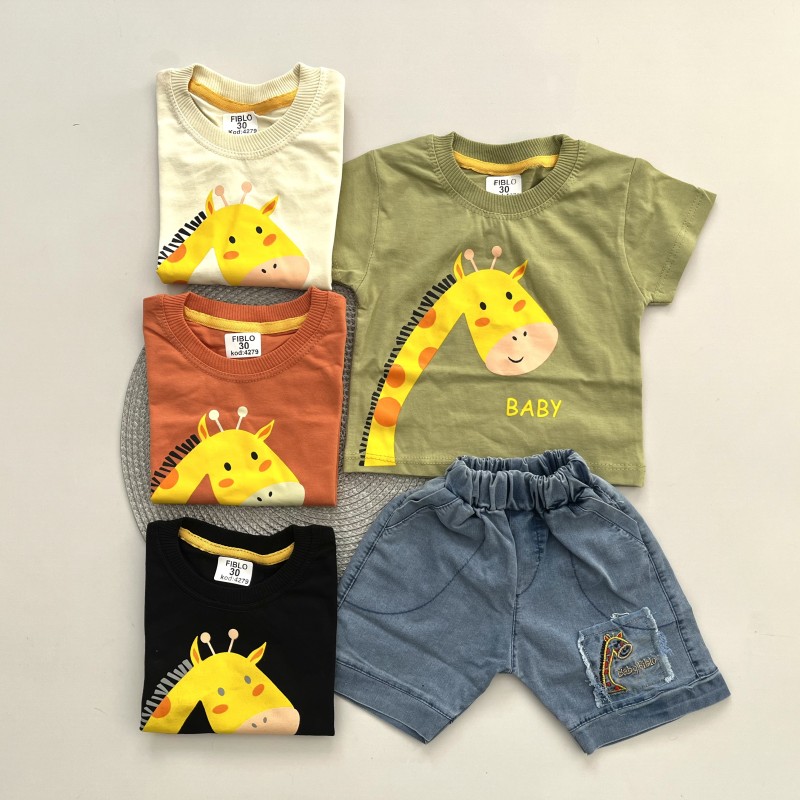 تیشرت و شلوارک جین زرافه kids