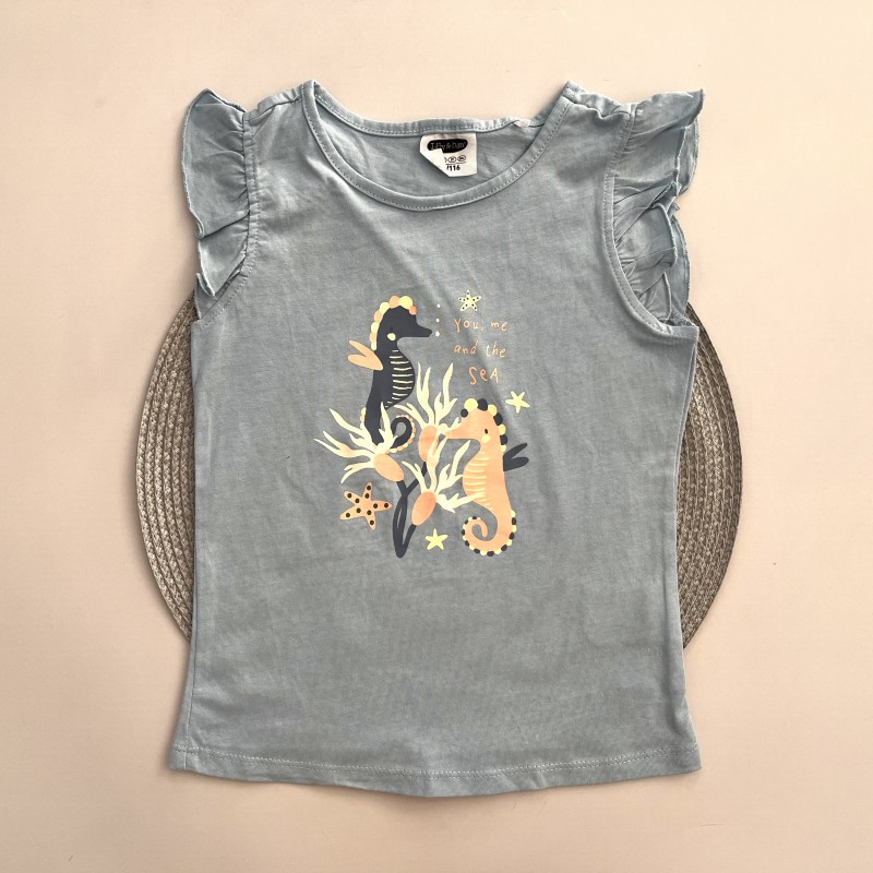 تیشرت اسب دریایی آبی kids
