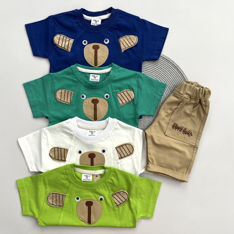 تیشرت و شلوارک کتان خرس kids