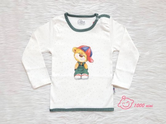 تی شرت آستین بلند طرح خرس کلاه دار لایت