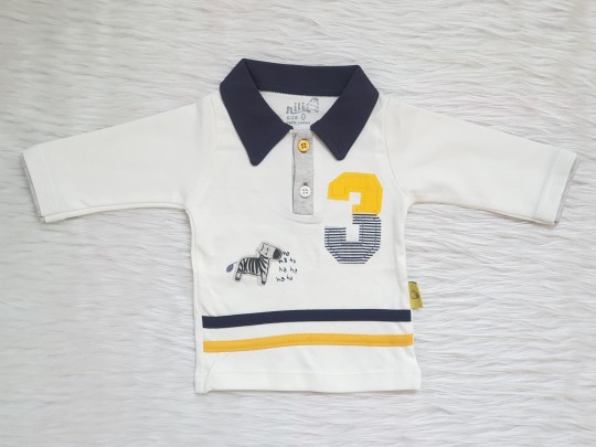 تی شرت آستین بلند طرح زبرا نیلی