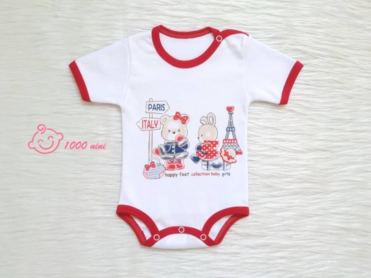 بادی آستین کوتاه طرح خرس خرگوش