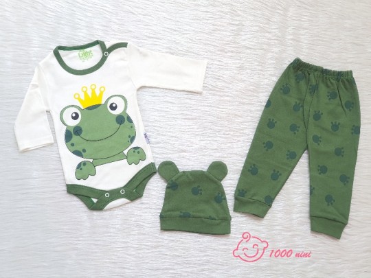 ست 3 تکه کلاه دار طرح قورباغه