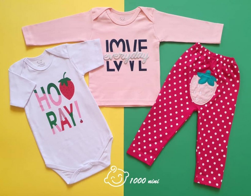 ست 3 تکه بزرگ طرح توت فرنگی هومن