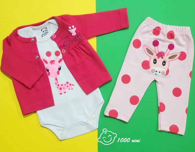 ست 3 تکه طرح زرافه دخترانه هومن