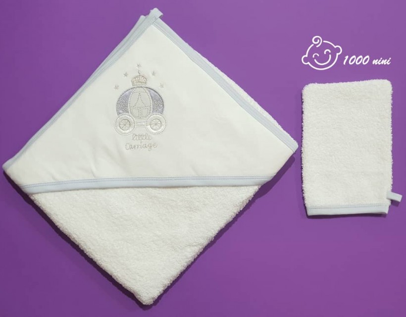 ست حوله و لیف طرح کالسکه آبی آرین