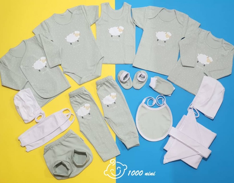 ست 20 تکه طرح بره سبز خاکستری آرین