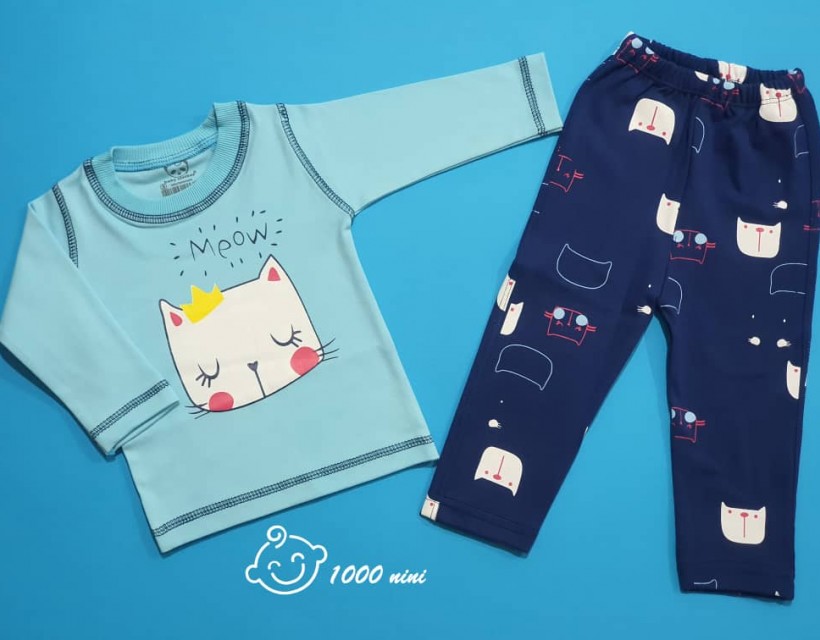 ست 2 تکه طرح گربه تاجدار هومن