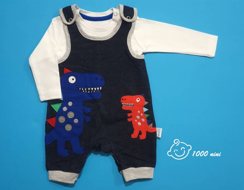 سرهمی 2 تکه دایناسور آبی تیره 3357