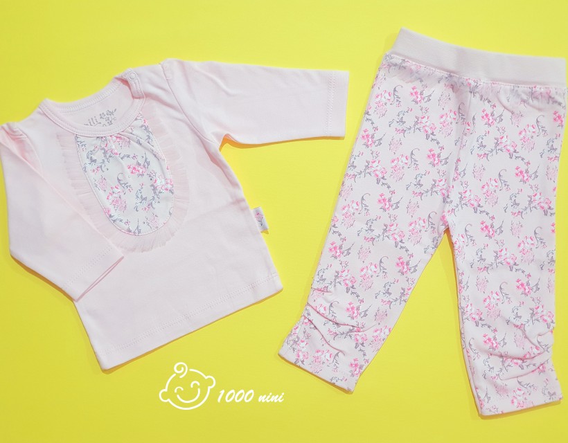 ست 2 تکه آستین بلند طرح رزگل نیلی