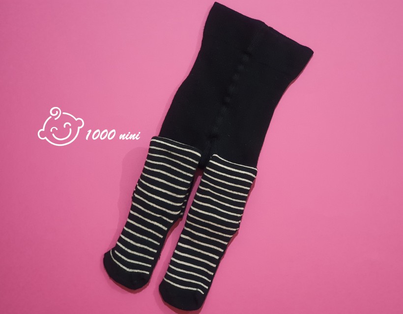 جوراب شلواری تو کرکی راه راه مشکی لوپیلو