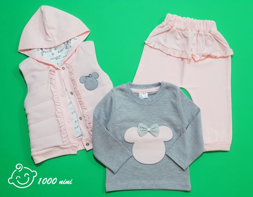 ست 3 تکه دخترانه موش خال خالی پانیک 15