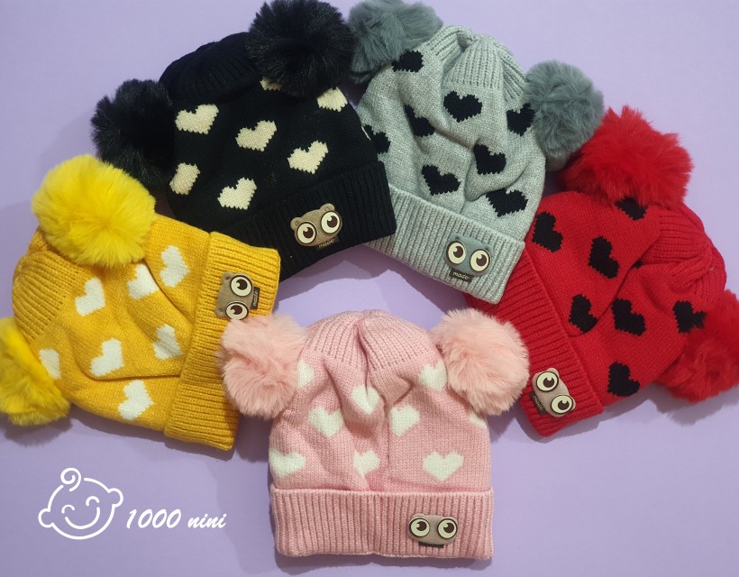 کلاه دو پوم طرح قلب