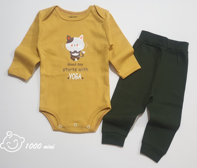 بادی شلوار گربه خردلی