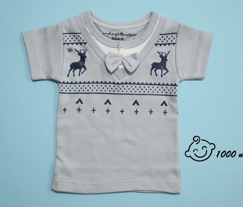 تیشرت آستین کوتاه طرح گوزن ارغوان