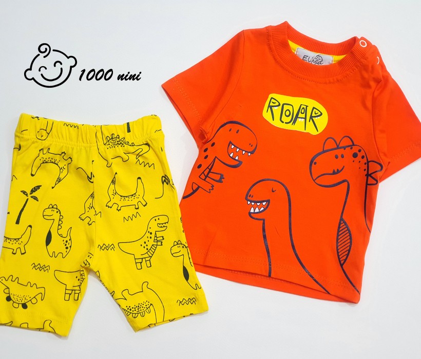 تیشرت و شلوارک دایناسور نارنجی الما کیدز