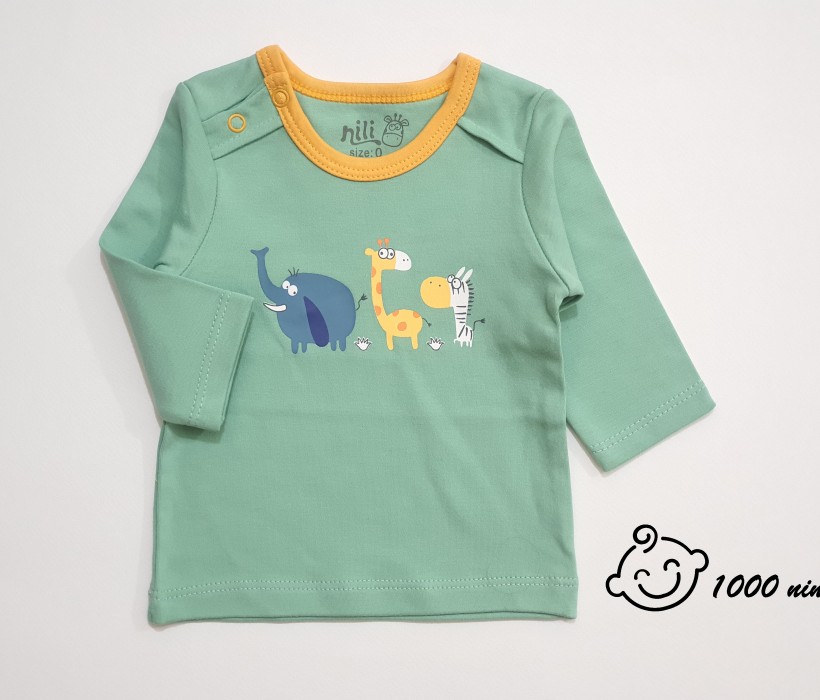 تی شرت آستین بلند طرح zoo نیلی