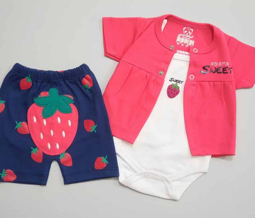 ست 3 تکه تابستانی توت فرنگی هومن