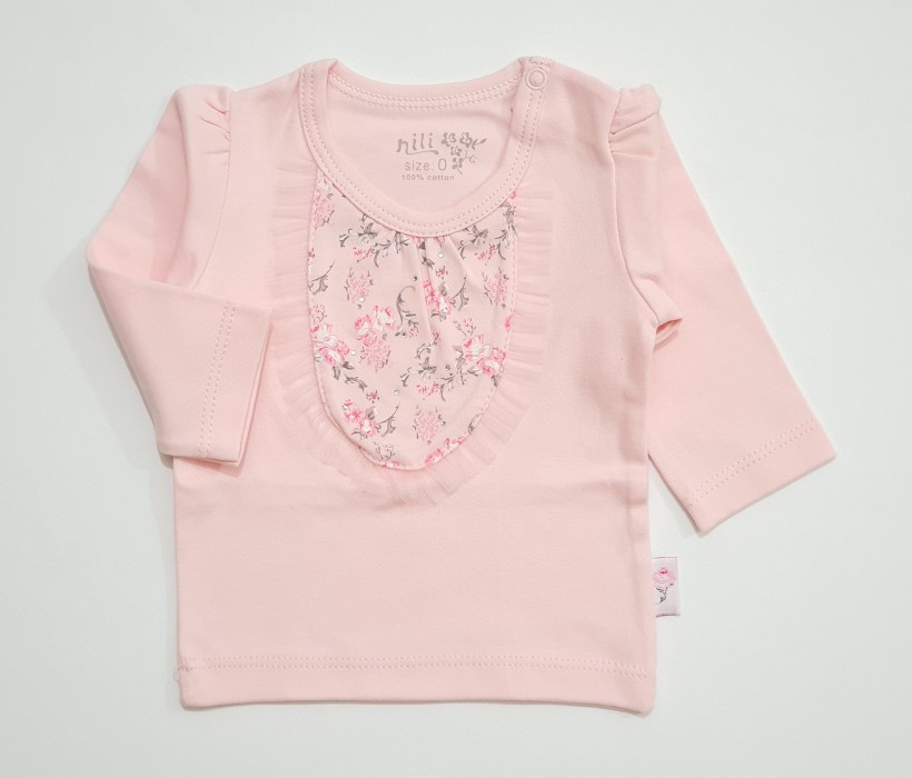 تیشرت آستین بلند طرح رزگل نیلی