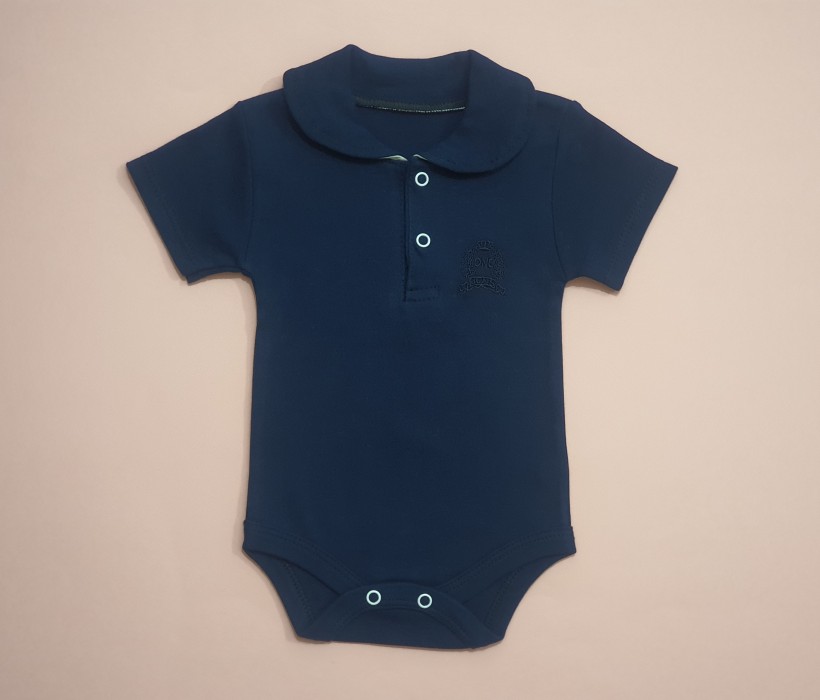 بادی آستین کوتاه  یقه ب ب سرمه ای بیبی وان