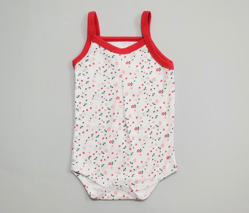 زیر دکمه ای رکابی گلدار قرمز تیکو