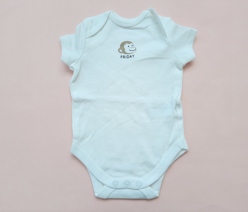 بادی آستین کوتاه سفید میمون C&A