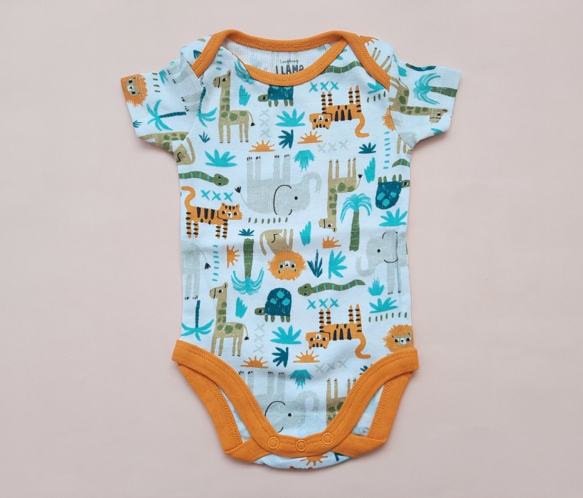 بادی آستین کوتاه تمام چاپ حیوانات نارنجی