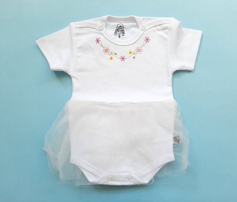 زیر دکمه ای آستین کوتاه توردار سفید لیدولند