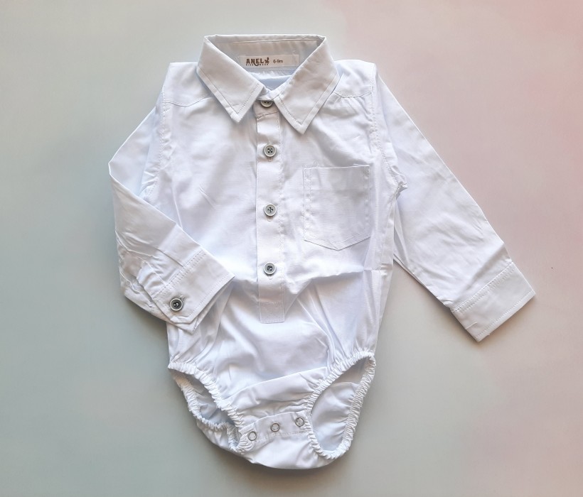 بادی یقه دار مجلسی سفید آنیل