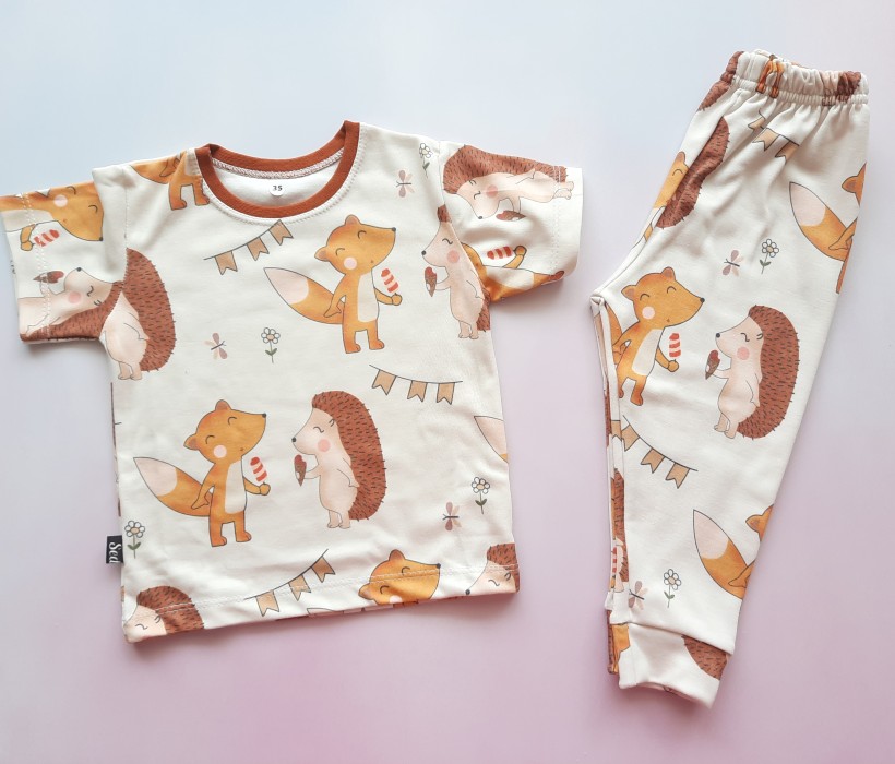 ست تیشرت شلوار راحتی روباه و جوجه تیغی SED