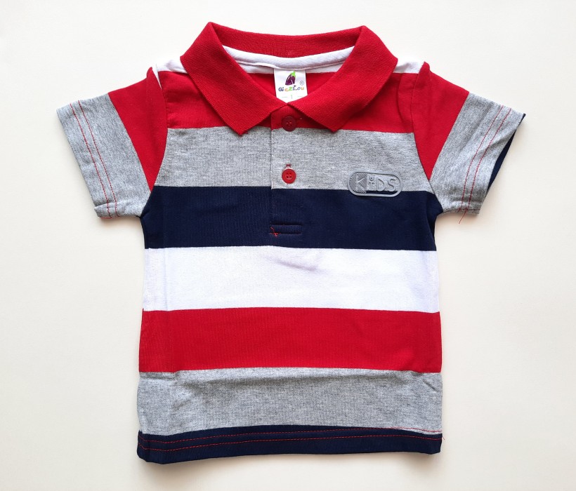 تیشرت آستین کوتاه یقه دار راه راه کد 1