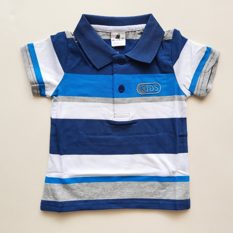 تیشرت آستین کوتاه یقه دار راه راه کد 4