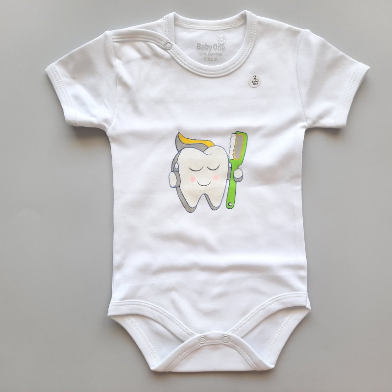 بادی آستین کوتاه دندونی مسواک مو زرد