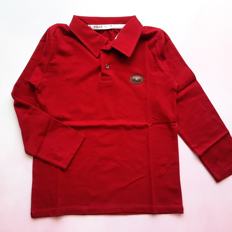 بلوز یقه دار پسرانه زرشکی آنیل