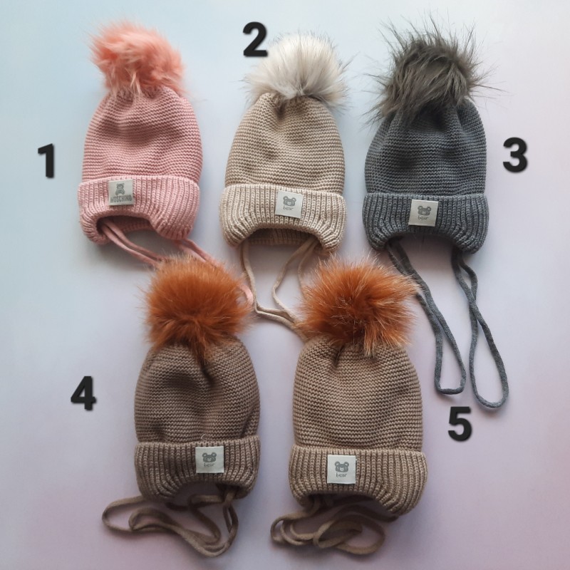 کلاه بافت بندی پوم دار