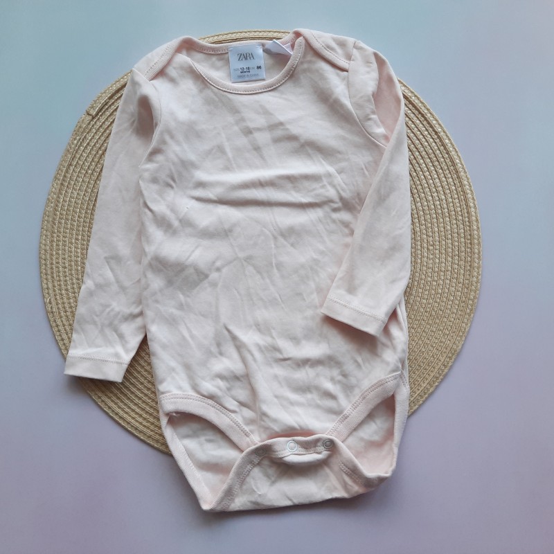 بادی آستین بلند صورتی روشن zara