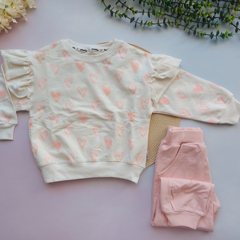 بلوز و شلوار دورس قلب صورتی kids