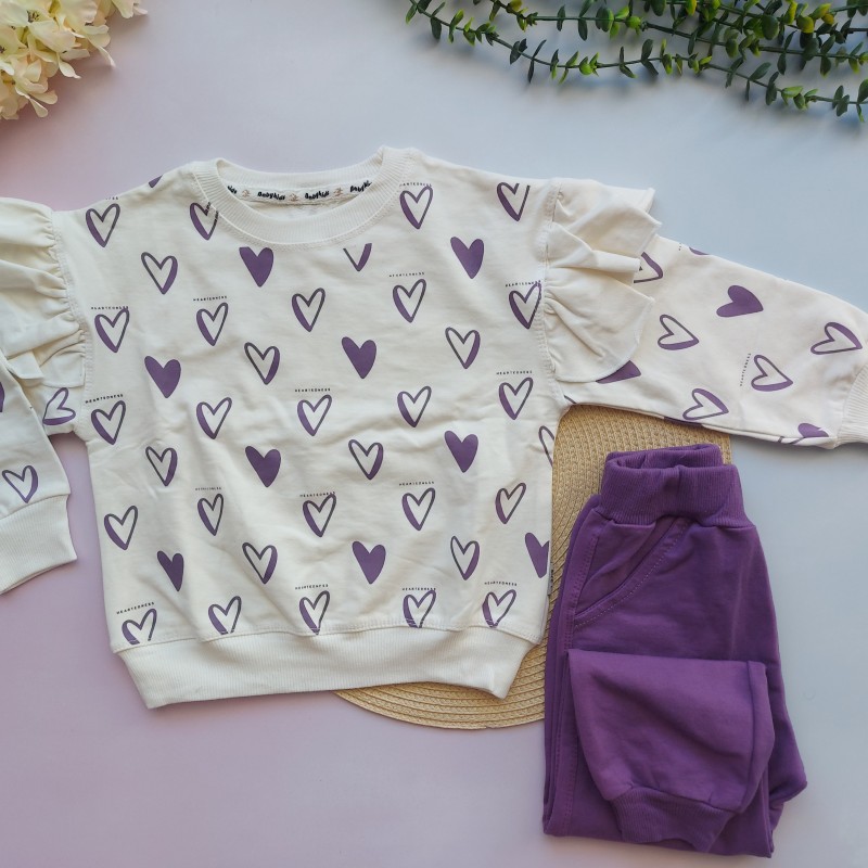 بلوز و شلوار دورس قلب بنفش kids