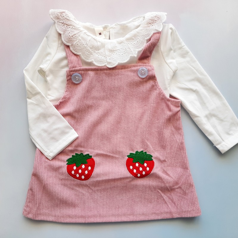 سارافون کبریتی و شومیز توت فرنگی صورتی