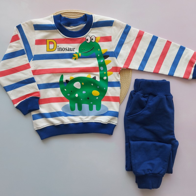 بلوز و شلوار دورس دایناسور آبی kids